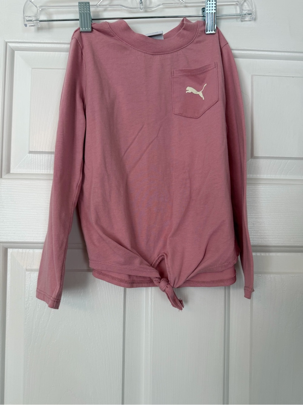 Puma Girls' Long-Sleeve Rose Pink Tie-Front Tee